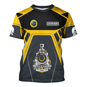 Railspirit Personalized Alaska Railroad T-Shirt Steam Locomotive Engine Graphic Train Shirt All Over Print