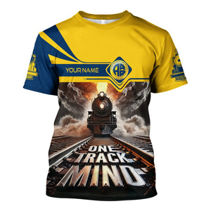 Railspirit Personalized Alaska Railroad T Shirt One Track Mind Train Printed Shirt