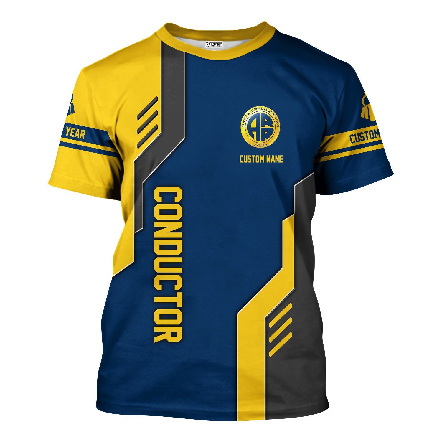 Railspirit Personalized Alaska Railroad T-Shirt Unique Railway Style with Custom Job Train Shirt