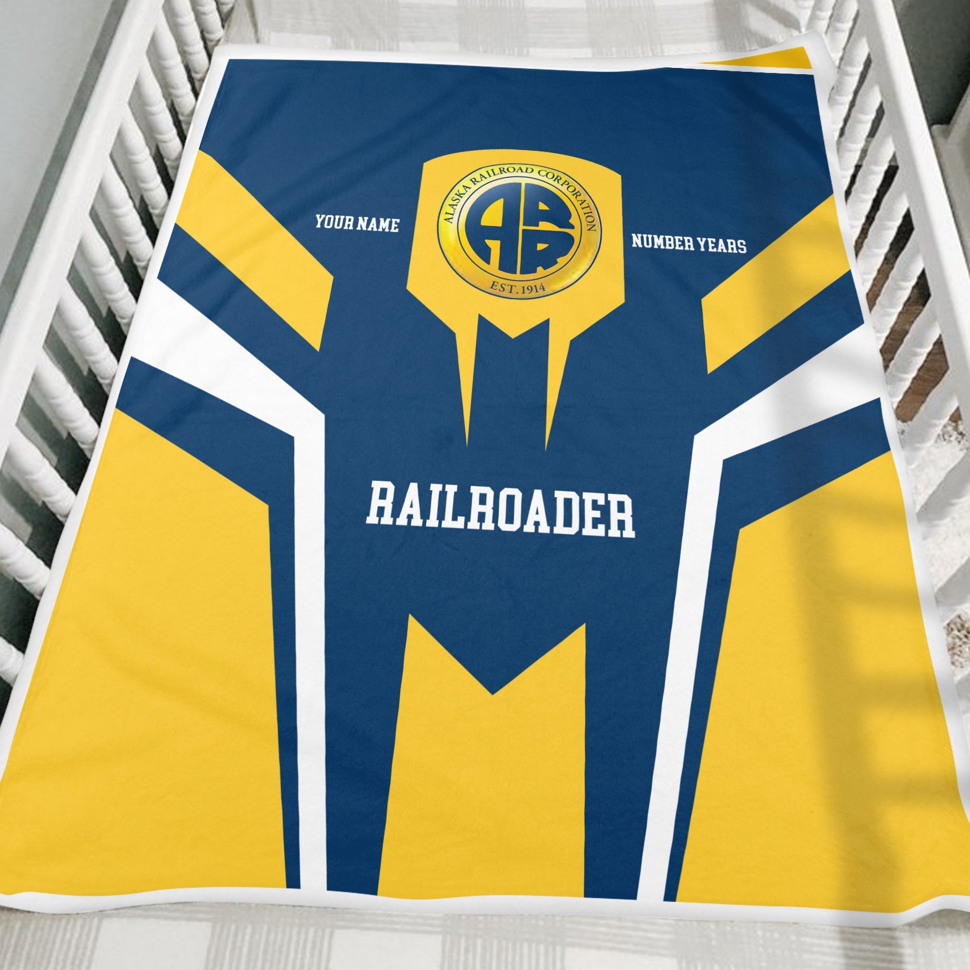 Railspirit Personalized Alaska Railroad Blanket Custom Year Railroader Gift Idea For Train Lover