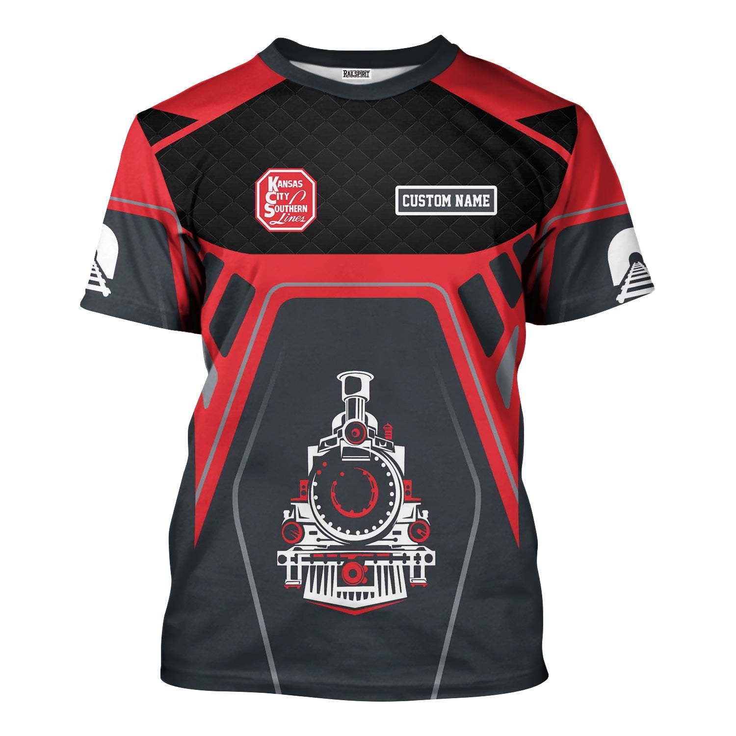 Railspirit Personalized Kansas City Southern T-Shirt Steam Locomotive Engine Graphic Train Shirt All Over Print