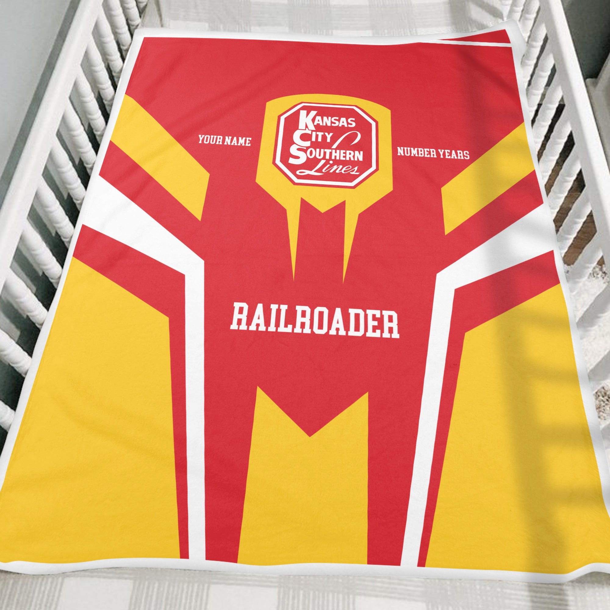 Railspirit Personalized Kansas City Southern Blanket Custom Year Railroader Gift Idea For Train Lover