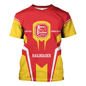 Railspirit Personalized Kansas City Southern T-Shirt Custom Year Railroader Shirt Gift Idea For Train Lover