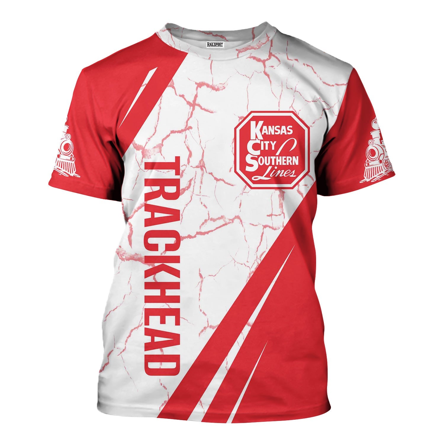 Railspirit Personalized Kansas City Southern T-Shirt Crackle Texture Style Shirt For Trackhead