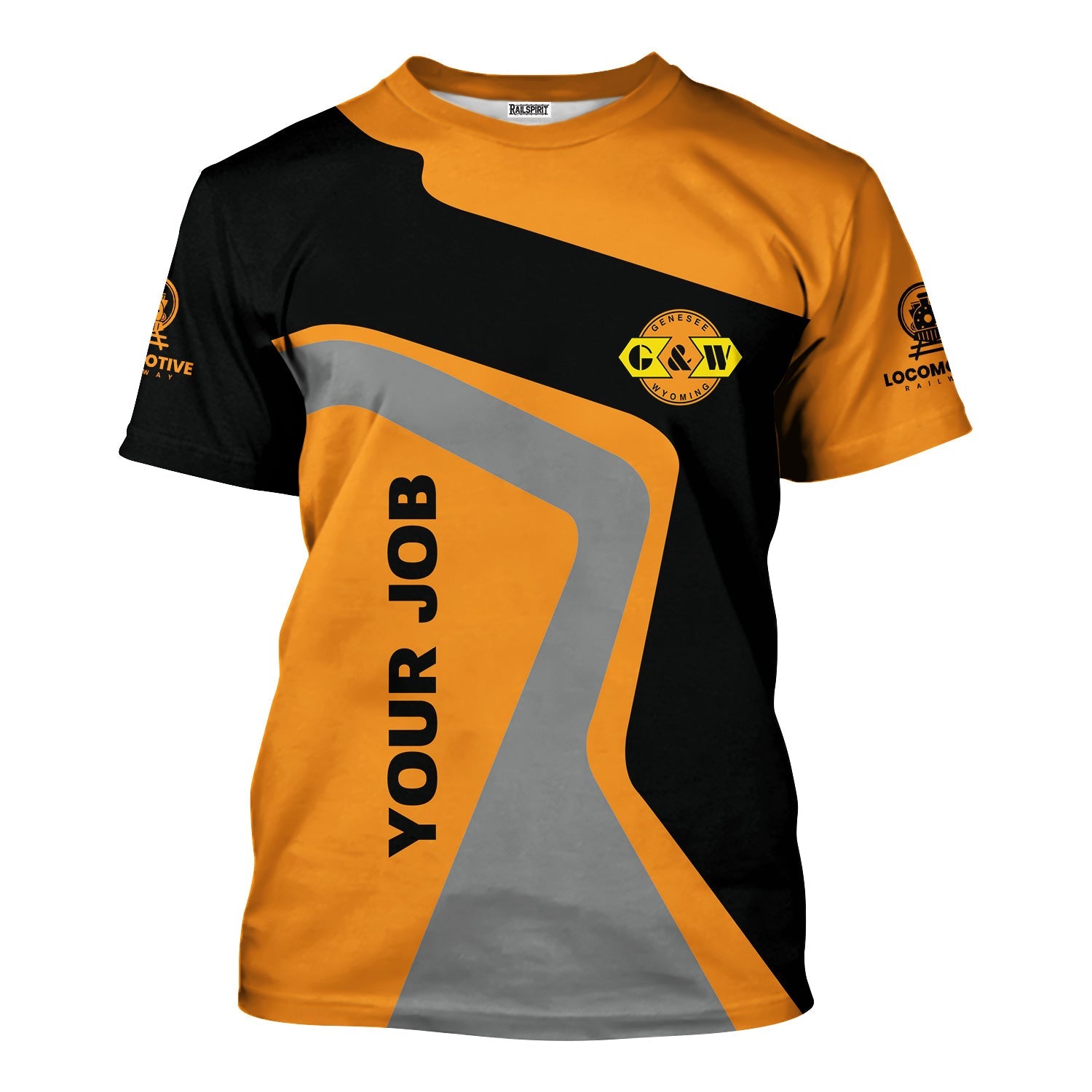 Railspirit Personalized Genesee & Wyoming Inc. Railroad T-Shirt Unique Design with Custom Job Position Train Shirt