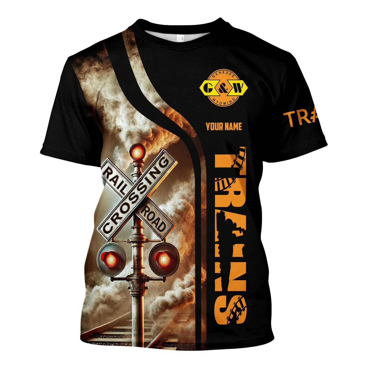 Railspirit Custom Name Genesee & Wyoming Inc. Railroad T Shirt Railroad Crossing Sign Train Shirt All Over Print