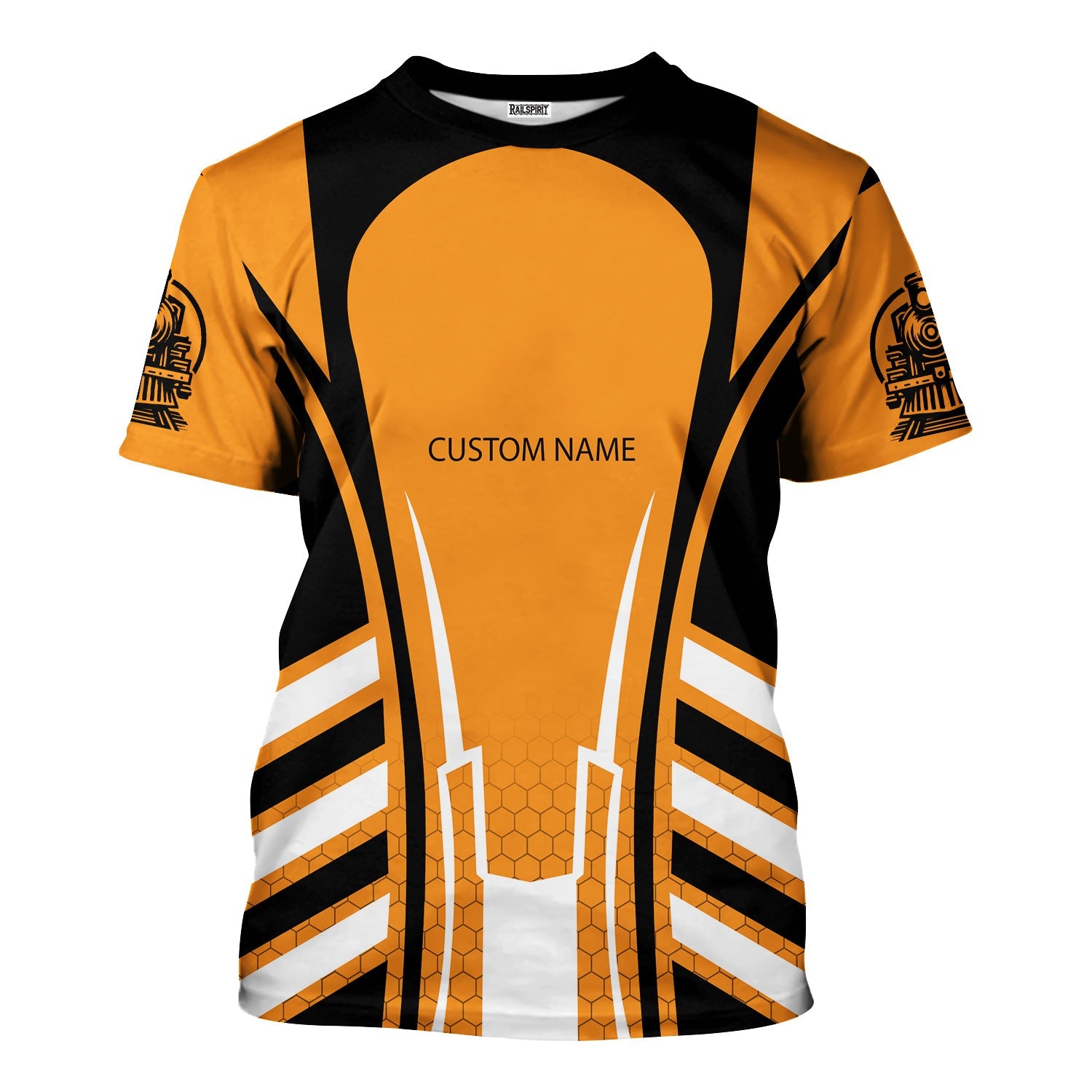 Railspirit Personalized Genesee & Wyoming Inc. Railroad T-Shirt Striped Railroad Style Train Shirt All Over Print