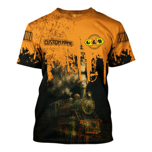 Railspirit Personalized Genesee & Wyoming Inc. Railroad T-Shirt Vintage Train Art Style Shirt For Locomotive Fans