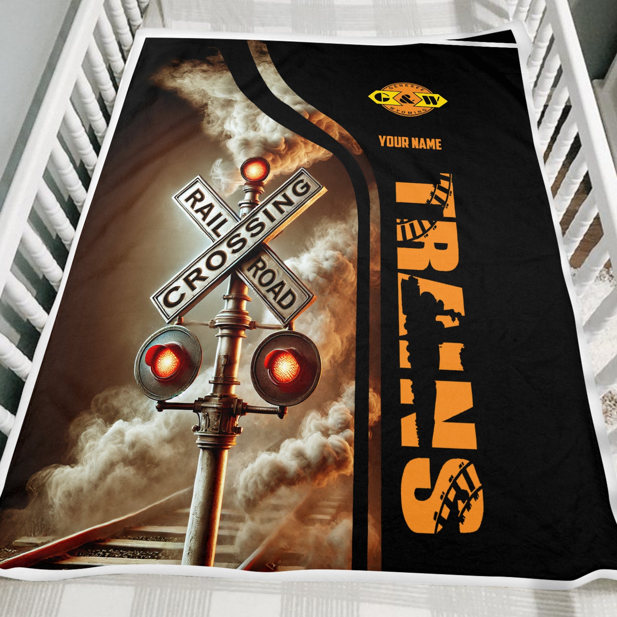 Railspirit Personalized Genesee & Wyoming Inc. Railroad Blanket Railroad Crossing Sign Blanket All Over Print