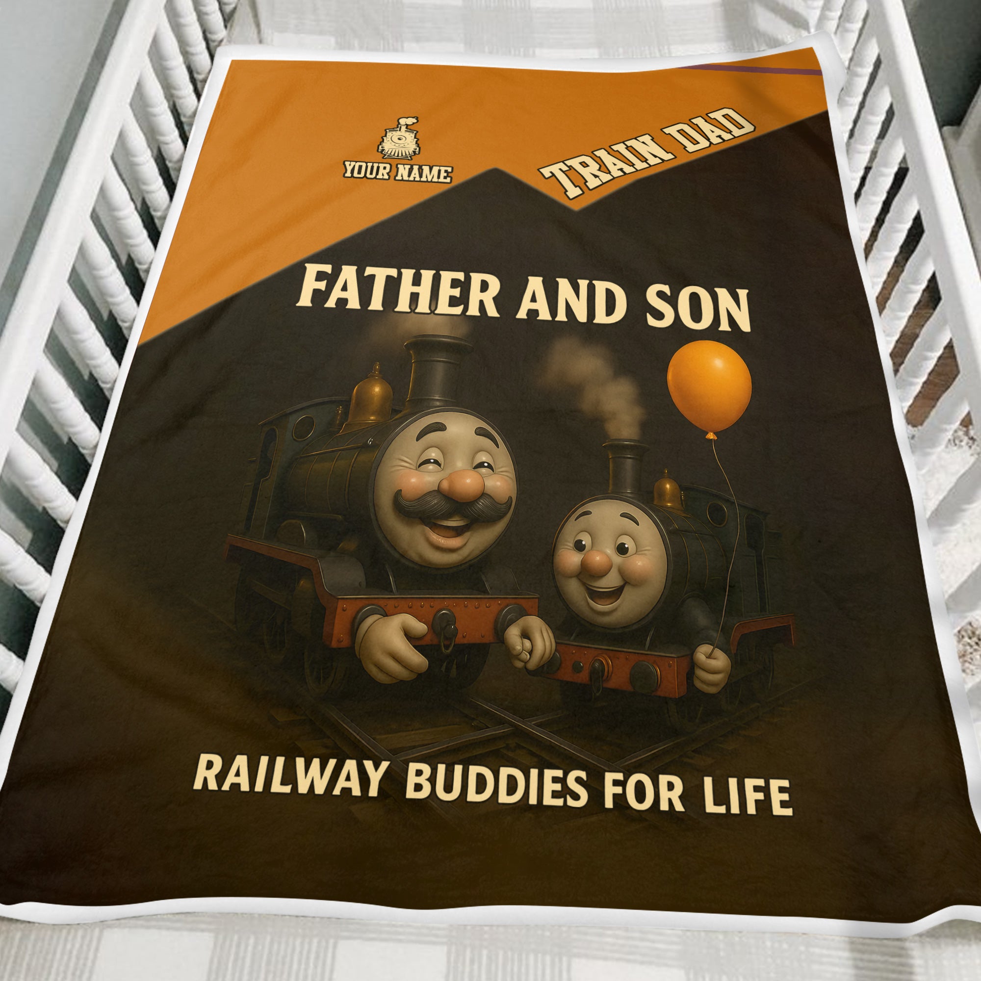 Railspirit Personalized Father And Son Railway Buddies For Life All Over Printed Blanket