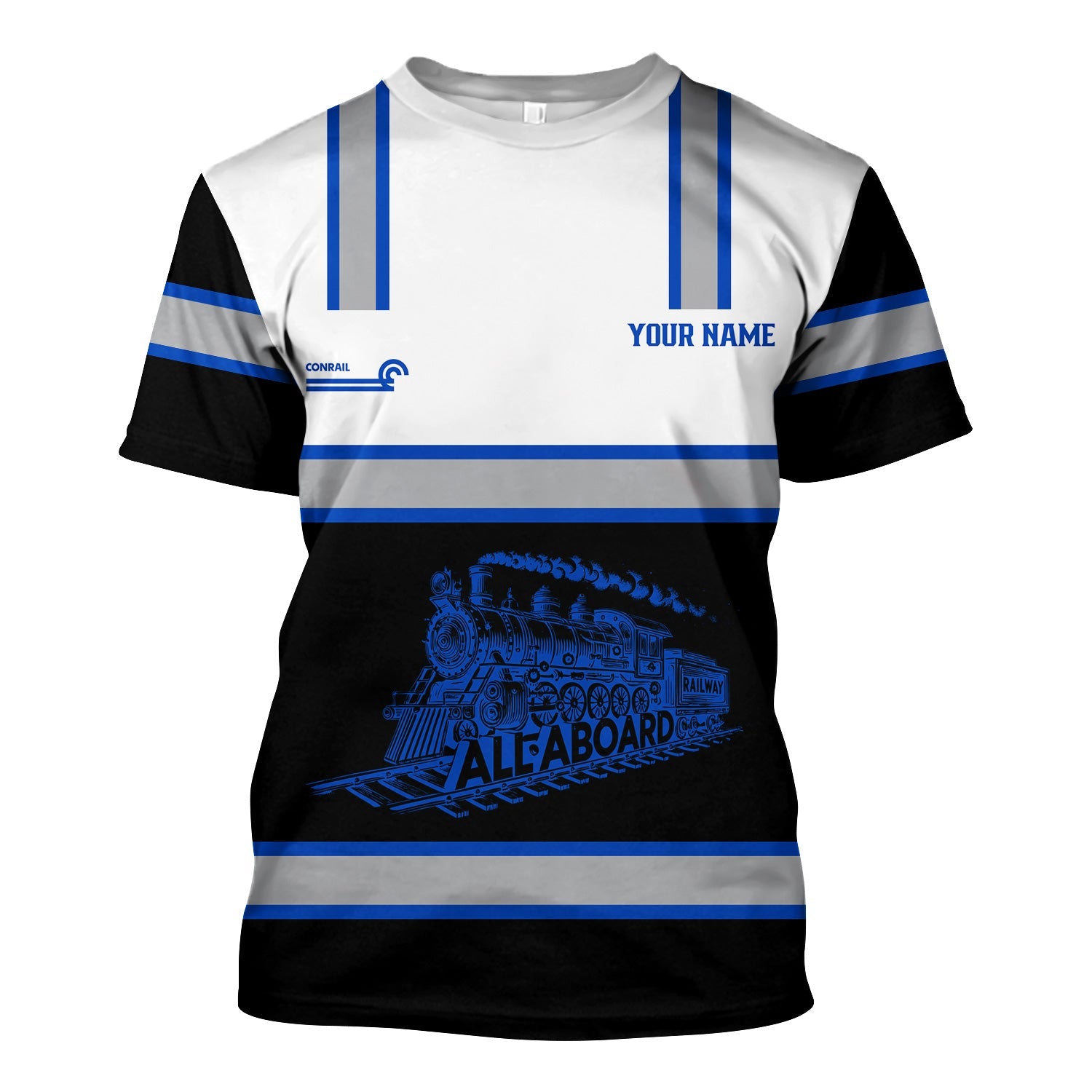 Railspirit Custom Name Conrail Railroad T Shirt Eat Train Sleep Repeat Printed Train Shirt