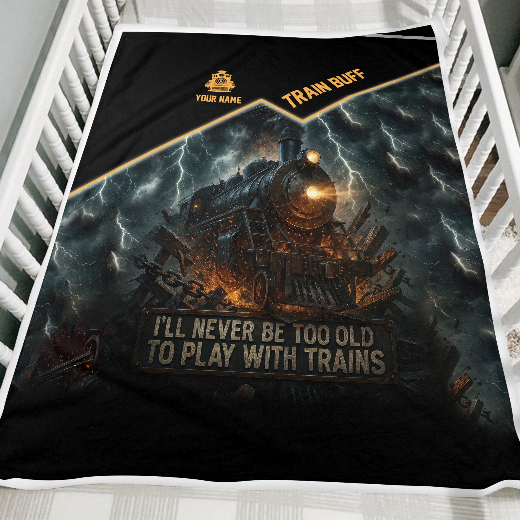 Railspirit Personalized Train Buff Blanket I'll Never Too Old To Play With Trains Blanket For Train Lovers