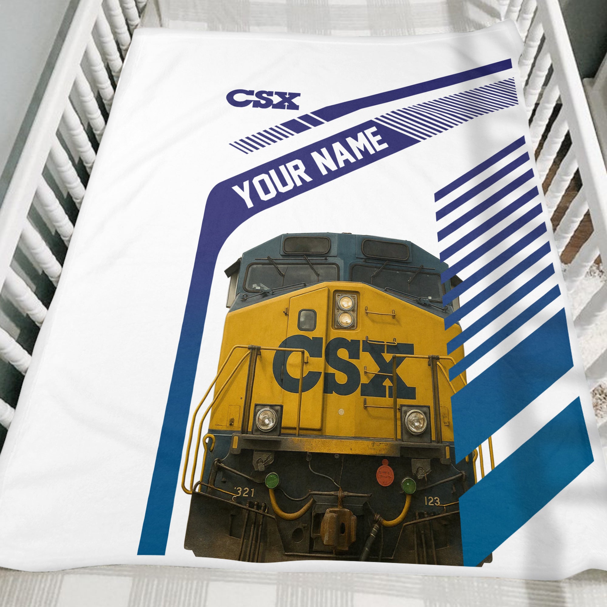 Railspirit Personalized CSX Transportation Railroad Blanket CSX Engine Graphic Blanket