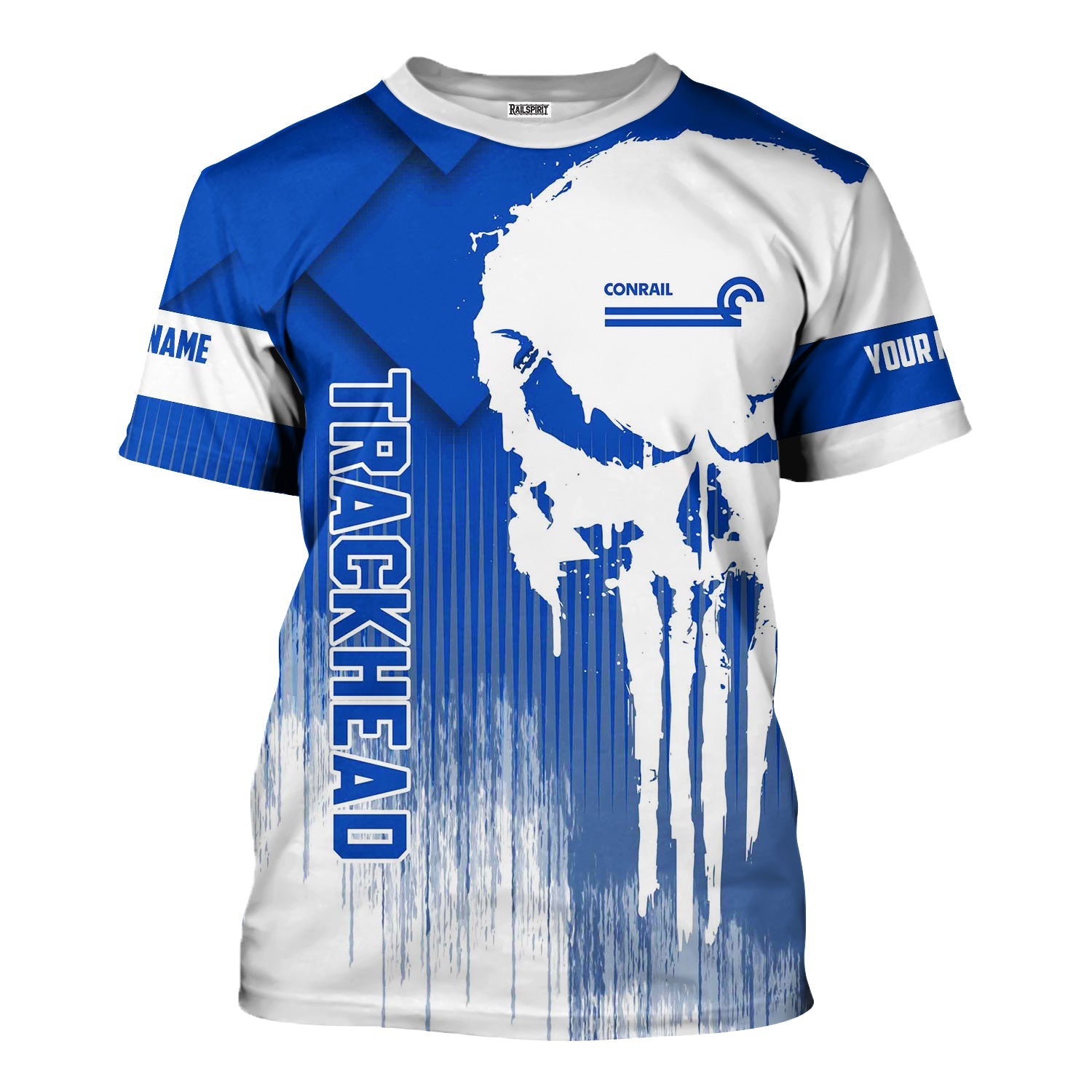 Railspirit Personalized Conrail Railroad T-Shirt Skull Design with Custom Job Train Shirt for Trackhead Crew