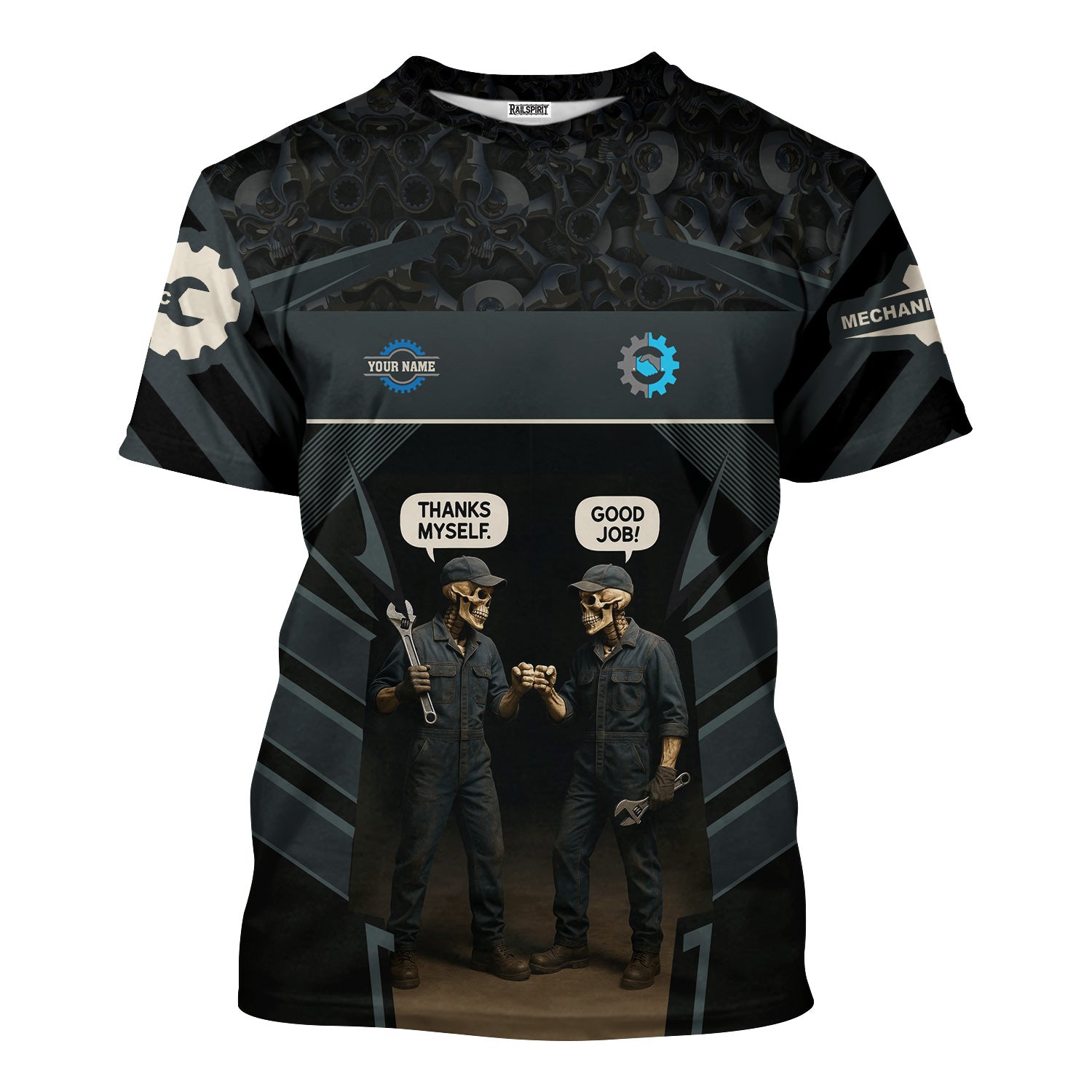 Personalized T-Shirt Yes I Am A Mechanic Of Course I Talk To Myself When I Work Funny Skull Design Shirt