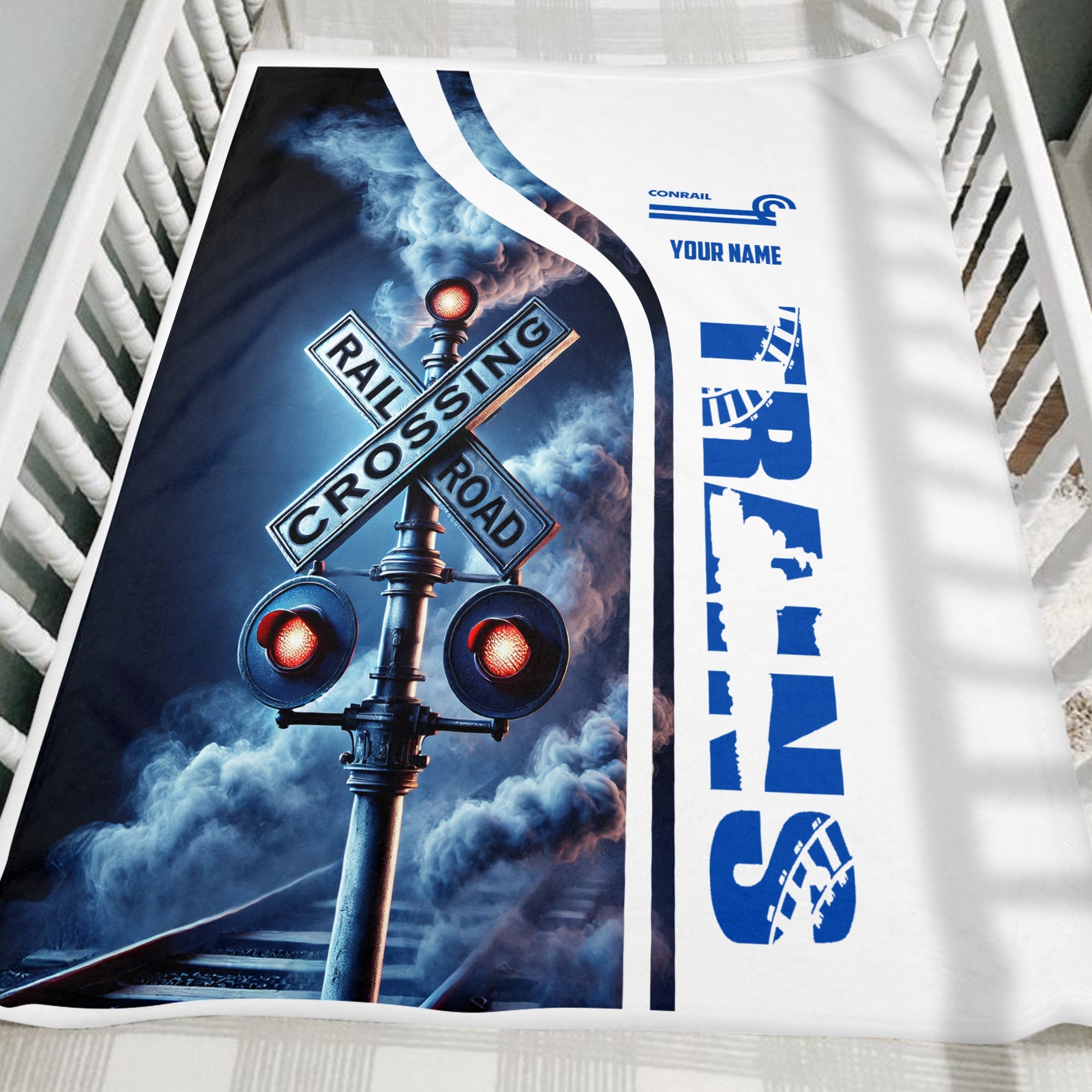 Railspirit Personalized Conrail Railroad Blanket Railroad Crossing Sign Blanket All Over Print