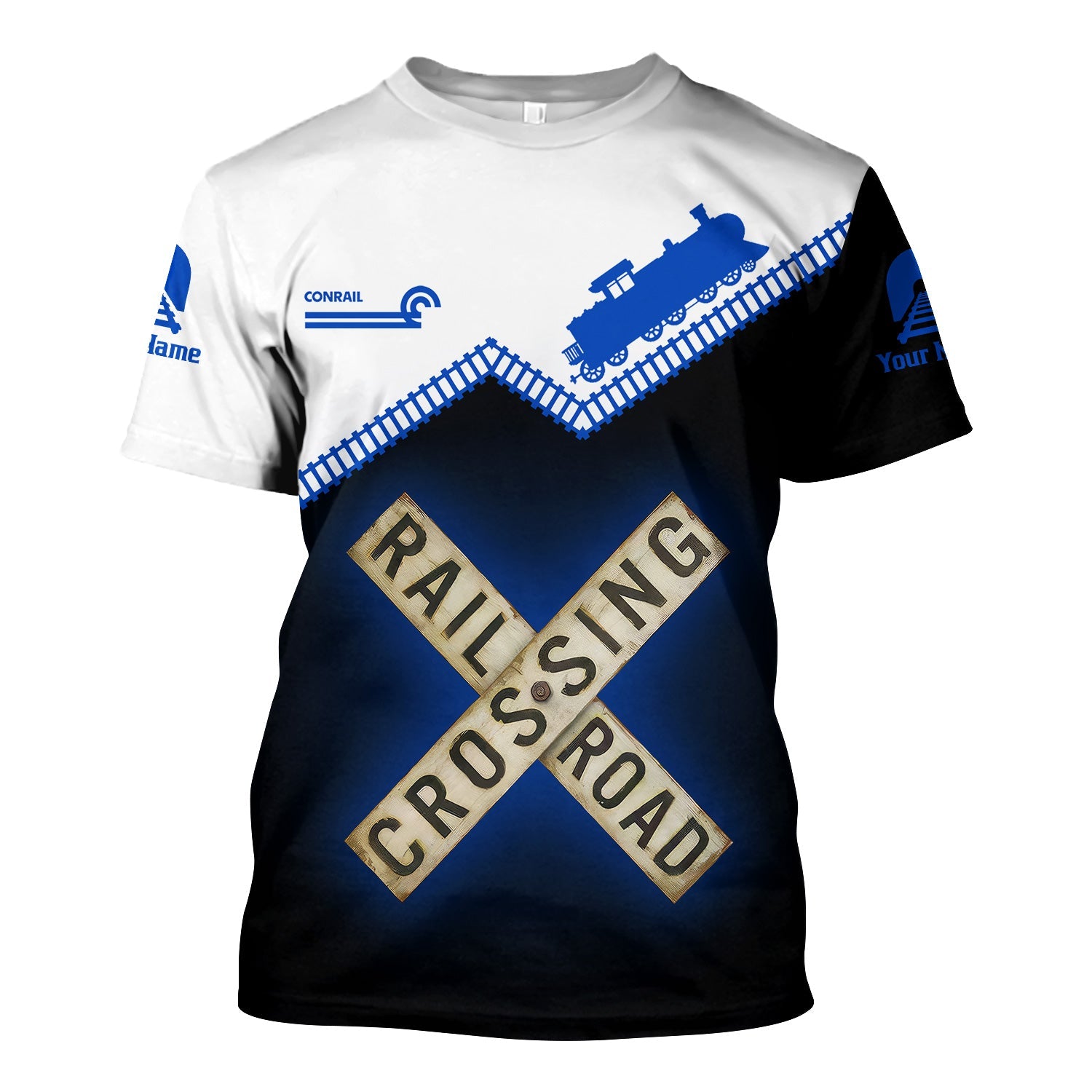 Railspirit Personalized Conrail Railroad T Shirt Railroad Crossing Printed Train Track Shirt
