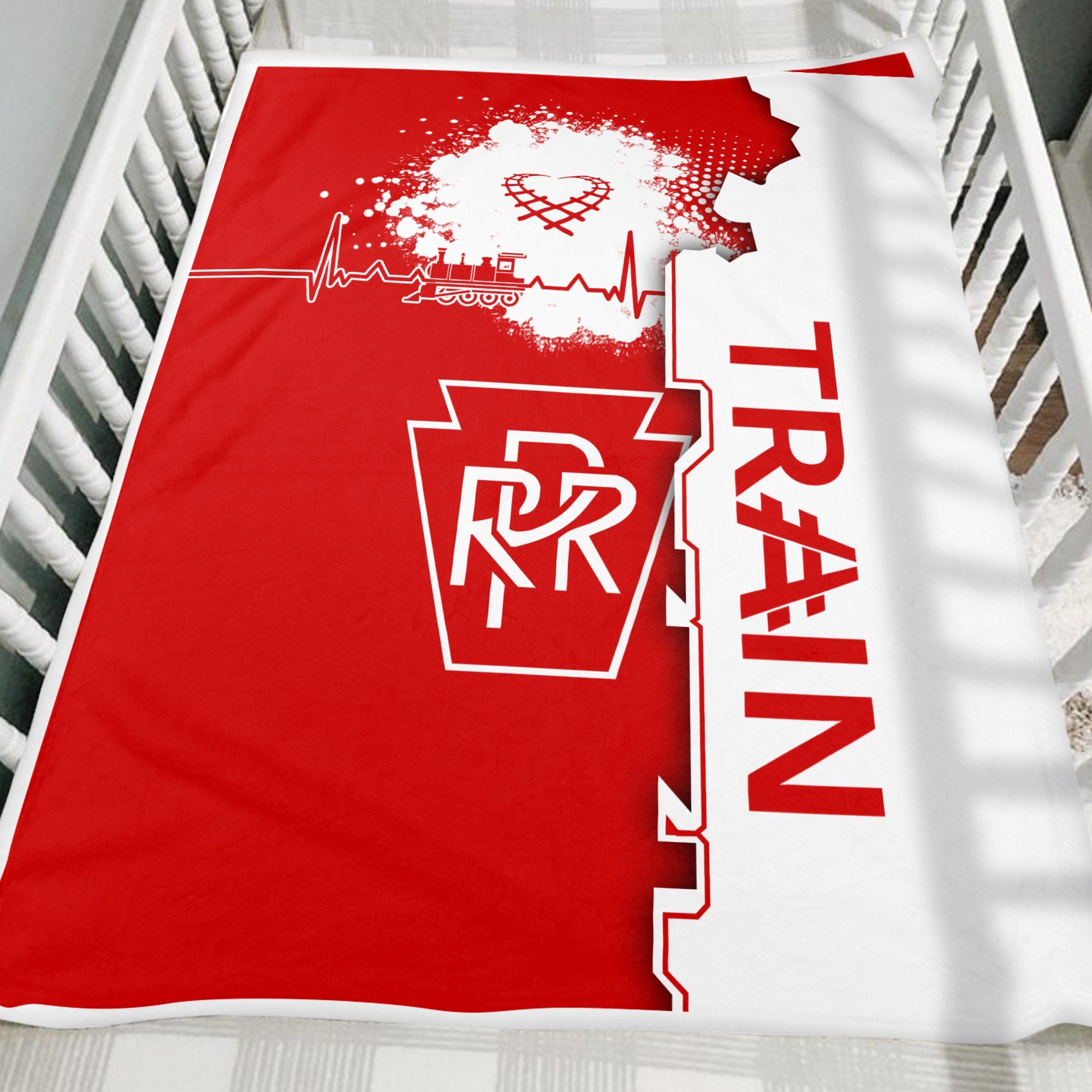 Railspirit Pennsylvania Railroad Blanket Engine Heartbeat and Track Love Style Blanket Gift Idea For Train Lovers