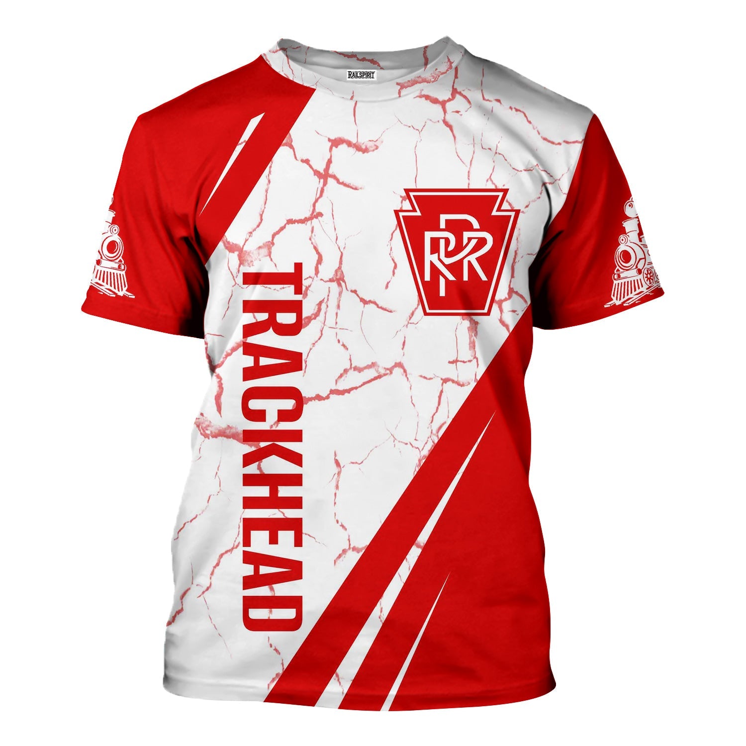 Railspirit Personalized Pennsylvania Railroad T-Shirt Crackle Texture Style Shirt For Trackhead