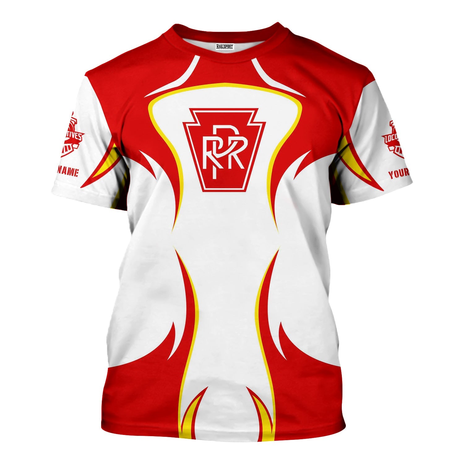 Railspirit Personalized Pennsylvania Railroad T-Shirt Distinctive Flame Style Shirt For Steam Engine Addict