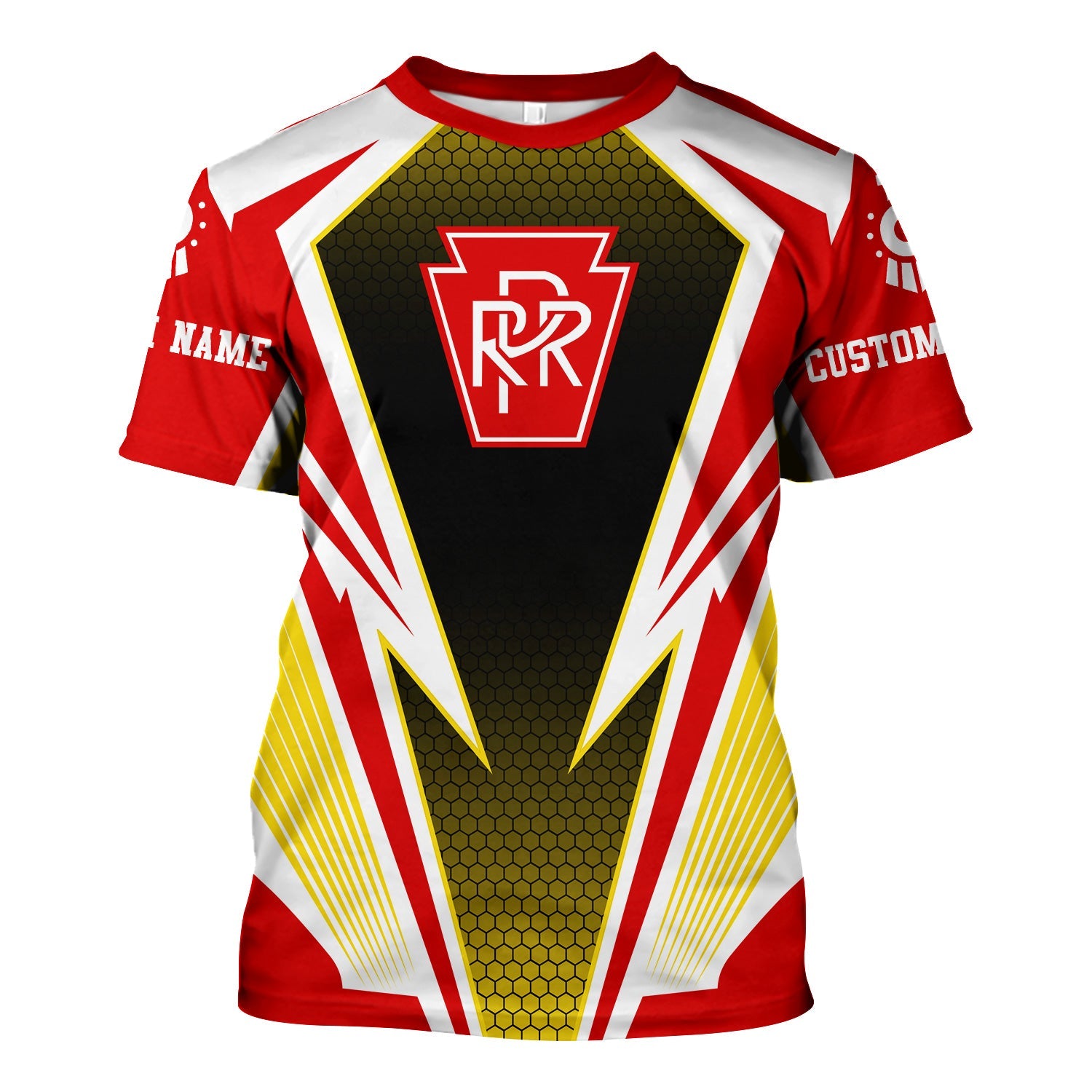 Railspirit Personalized Pennsylvania Railroad T-Shirt Lightning Graphic Style Shirt Gift Idea For Train Lover