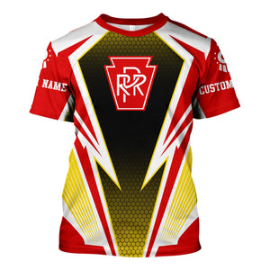 Railspirit Personalized Pennsylvania Railroad T-Shirt Lightning Graphic Style Shirt Gift Idea For Train Lover