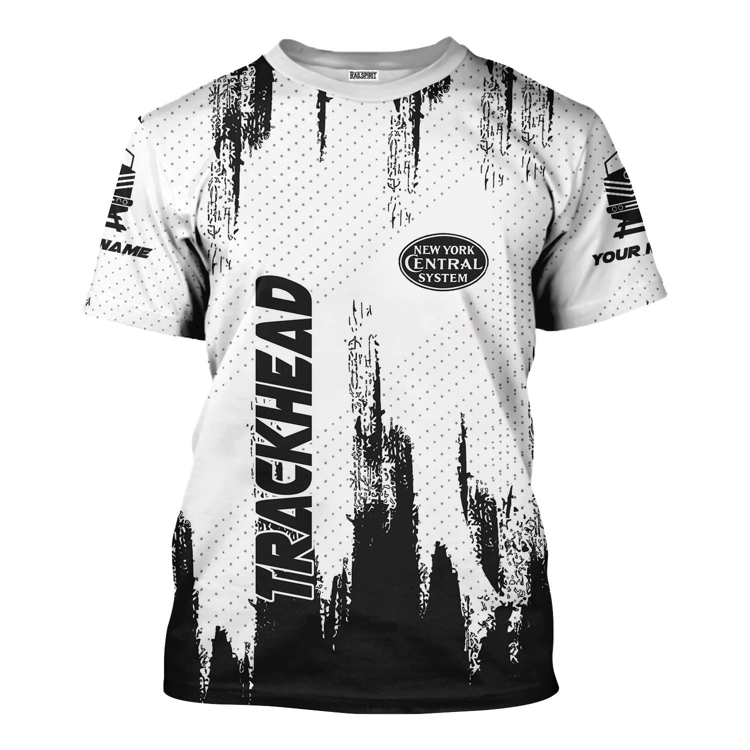 Railspirit Personalized New York Central Railroad T-Shirt Paint Impact Design Train Shirt for Trackhead