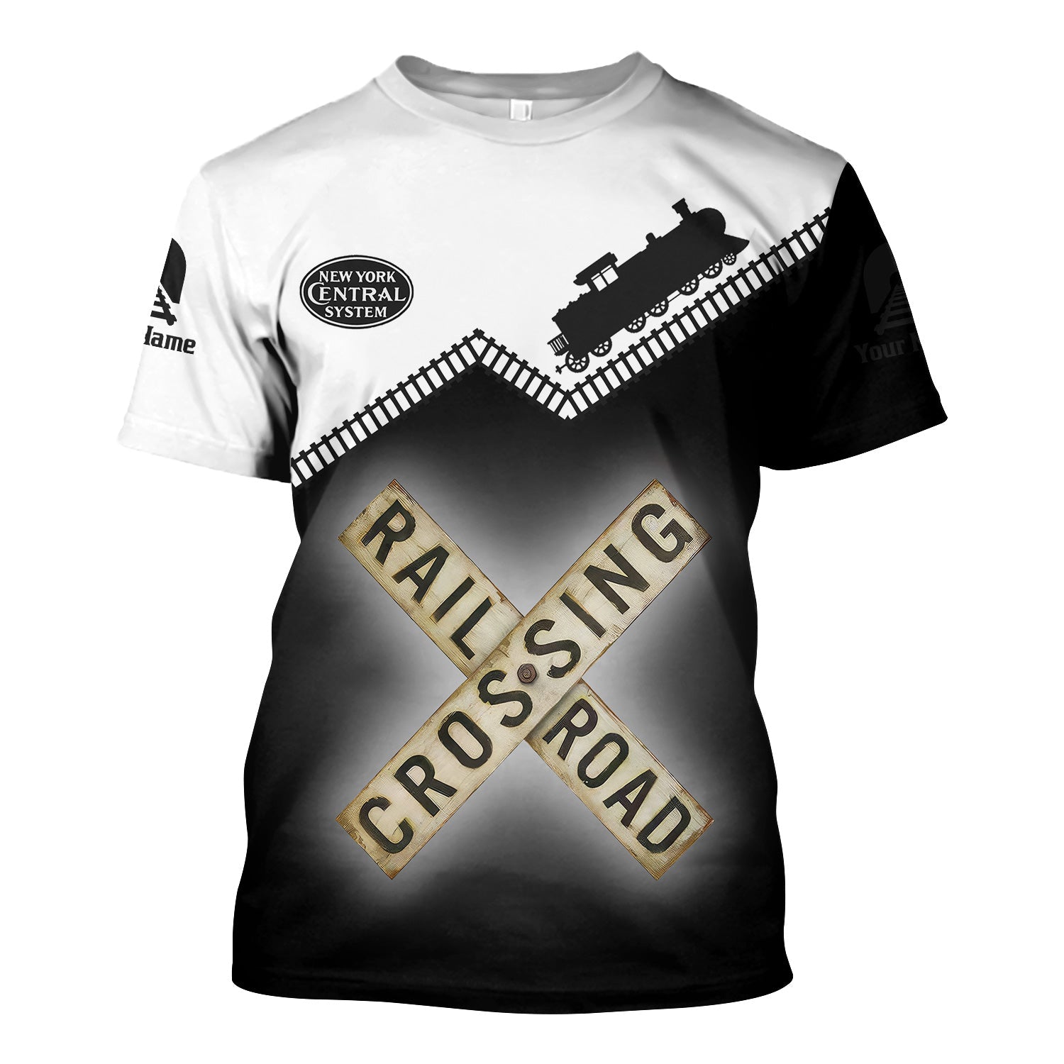 Railspirit Personalized New York Central Railroad T Shirt Railroad Crossing Printed Train Track Shirt