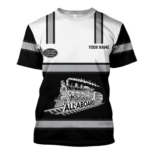 Railspirit Custom Name New York Central Railroad T Shirt Eat Train Sleep Repeat Printed Train Shirt
