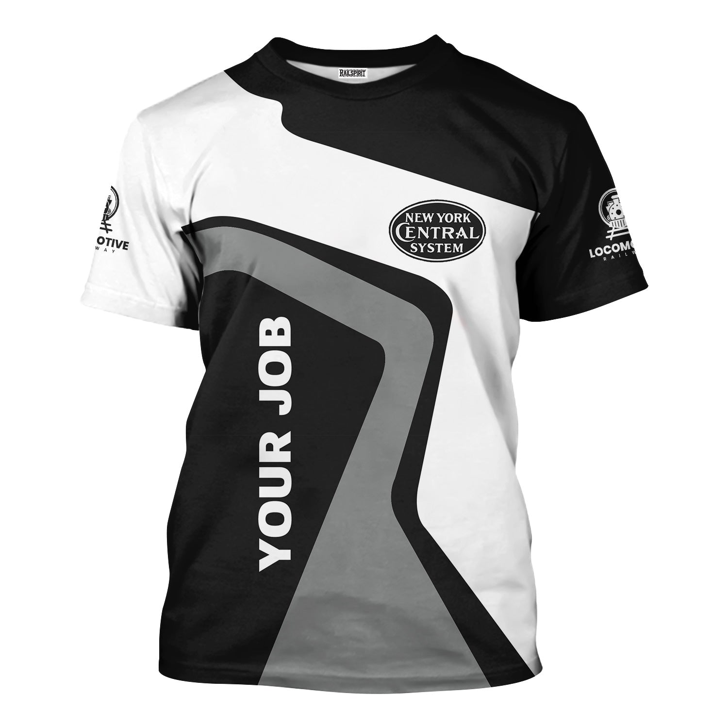 Railspirit Personalized New York Central Railroad T-Shirt Unique Design with Custom Job Position Train Shirt