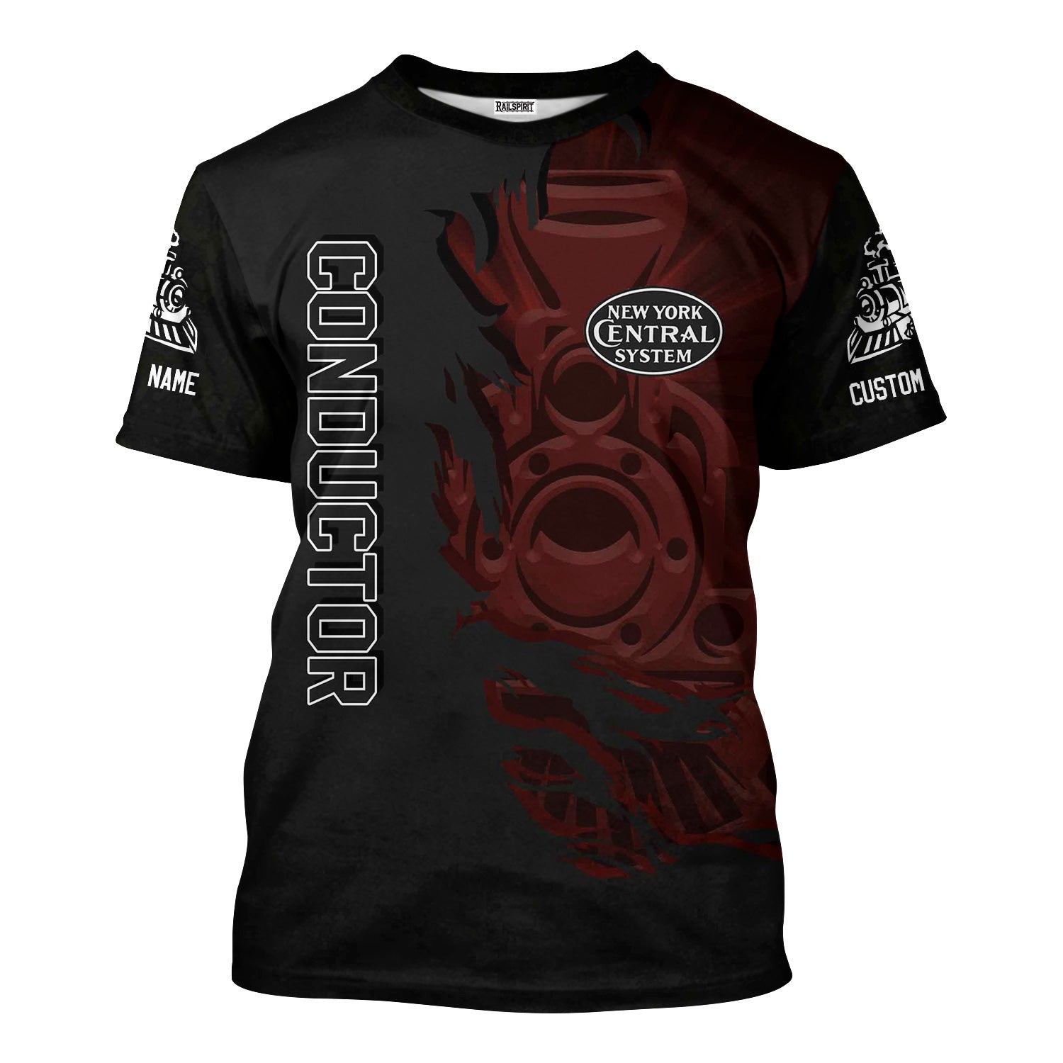 Railspirit Personalized New York Central Railroad T-Shirt Blazing Style with Custom Position Train Shirt