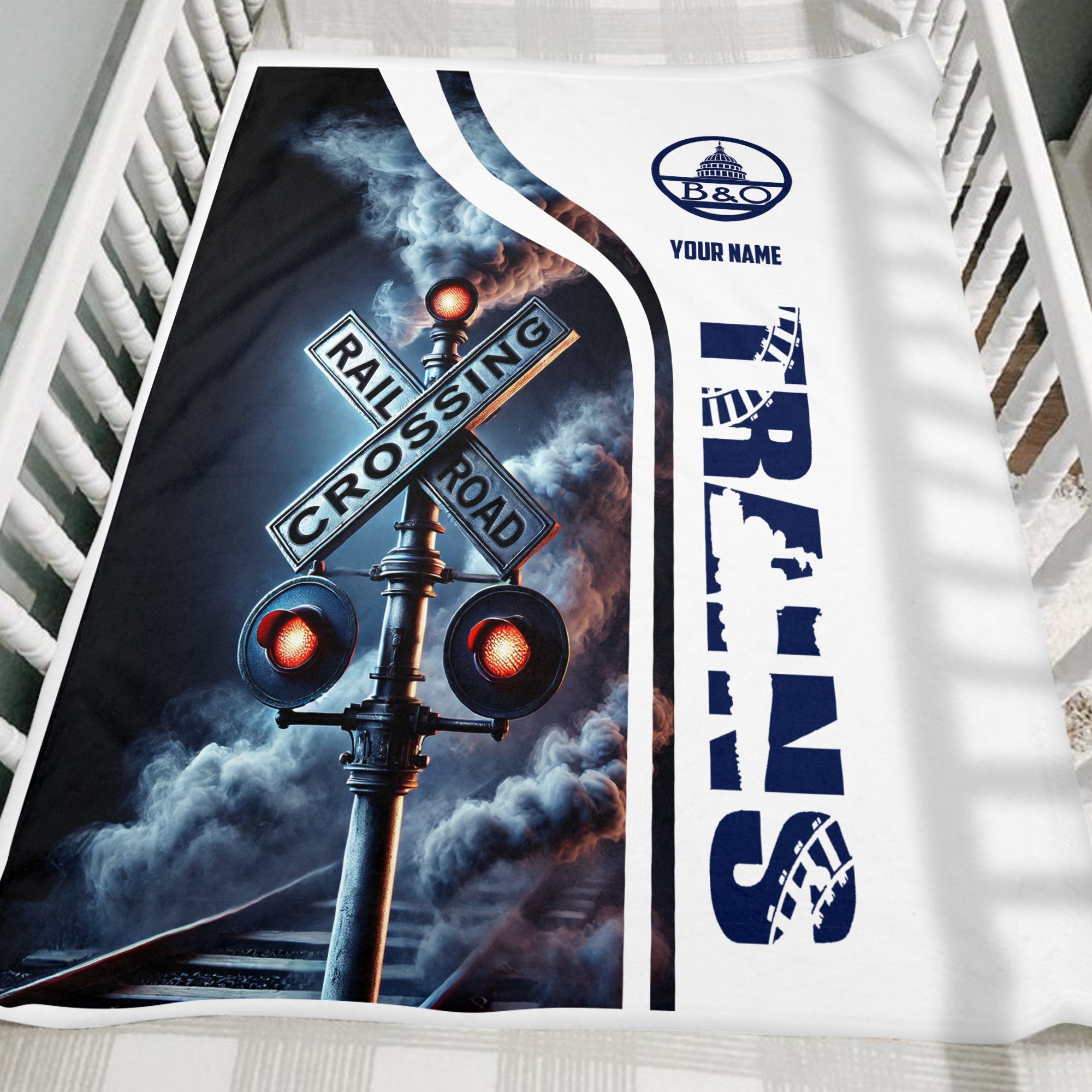 Railspirit Personalized Baltimore and Ohio Railroad Blanket Railroad Crossing Sign B&O Blanket All Over Print
