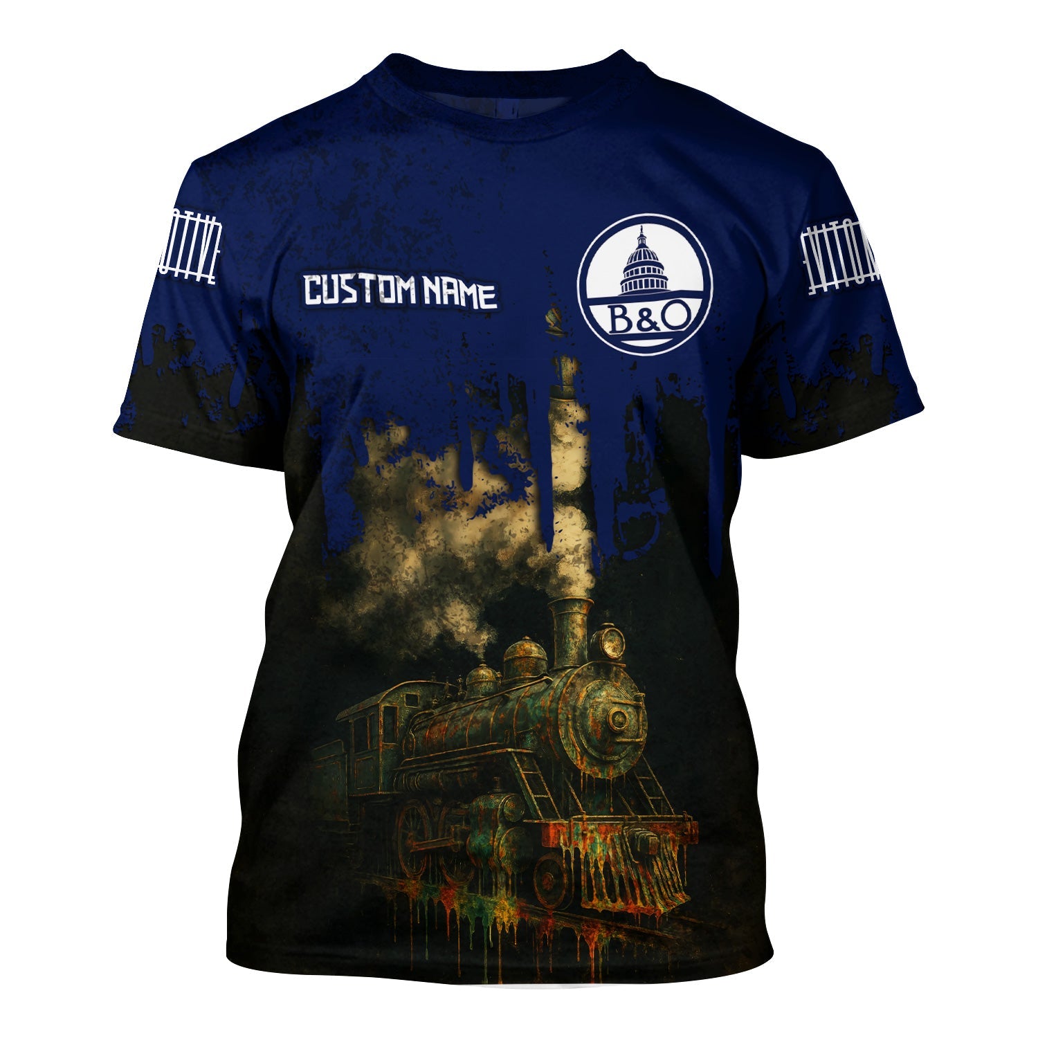 Railspirit Personalized Baltimore and Ohio Railroad T-Shirt Vintage Train Art Style B&O Shirt For Locomotive Fans
