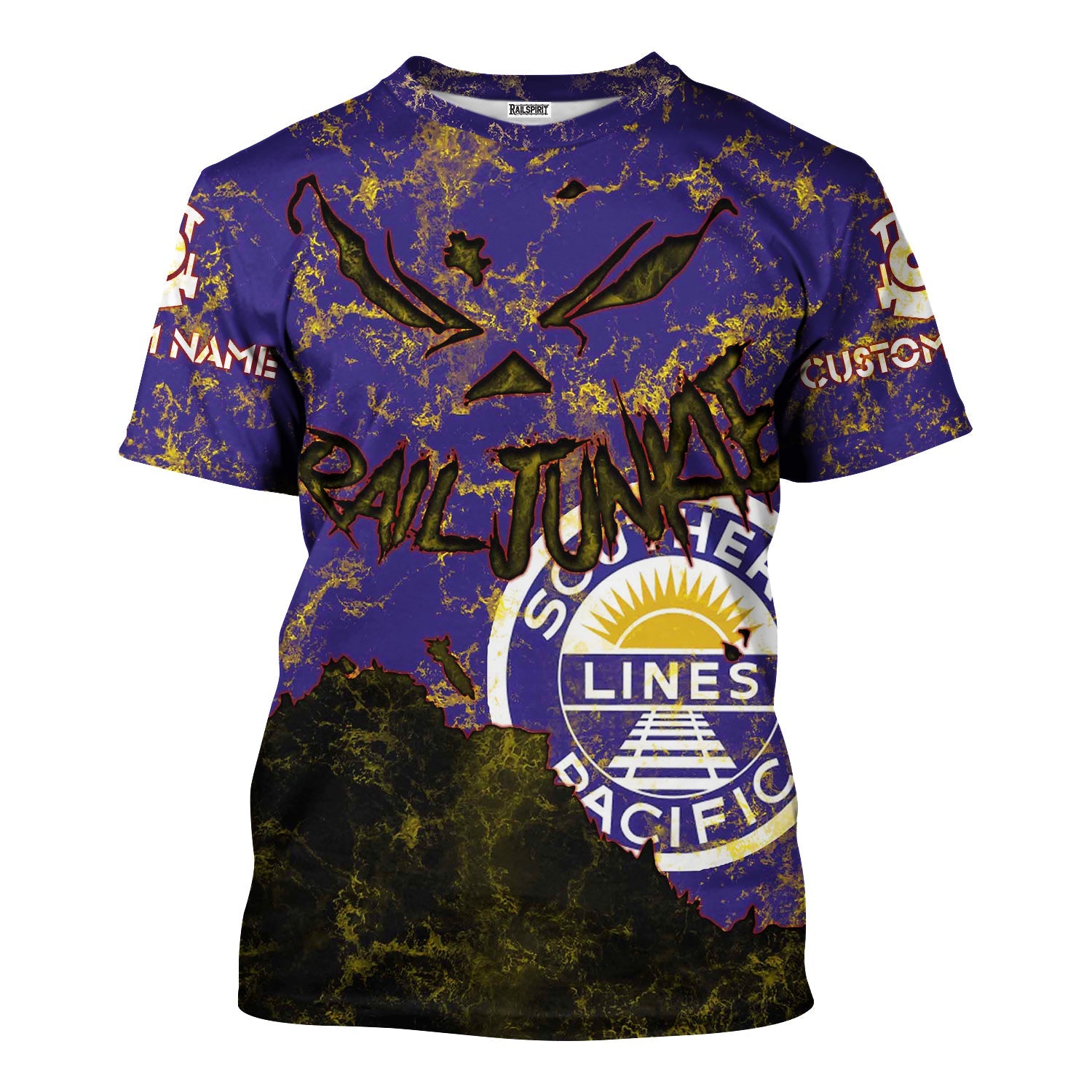 Railspirit Personalized Southern Pacific Railroad T-Shirt Torn Graphic Style Train Shirt For Rail Junkie