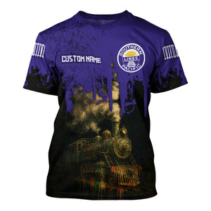 Railspirit Personalized Southern Pacific Railroad T-Shirt Vintage Train Art Style Shirt For Locomotive Fans