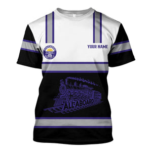 Railspirit Custom Name Southern Pacific Railroad T Shirt Eat Train Sleep Repeat Printed Train Shirt