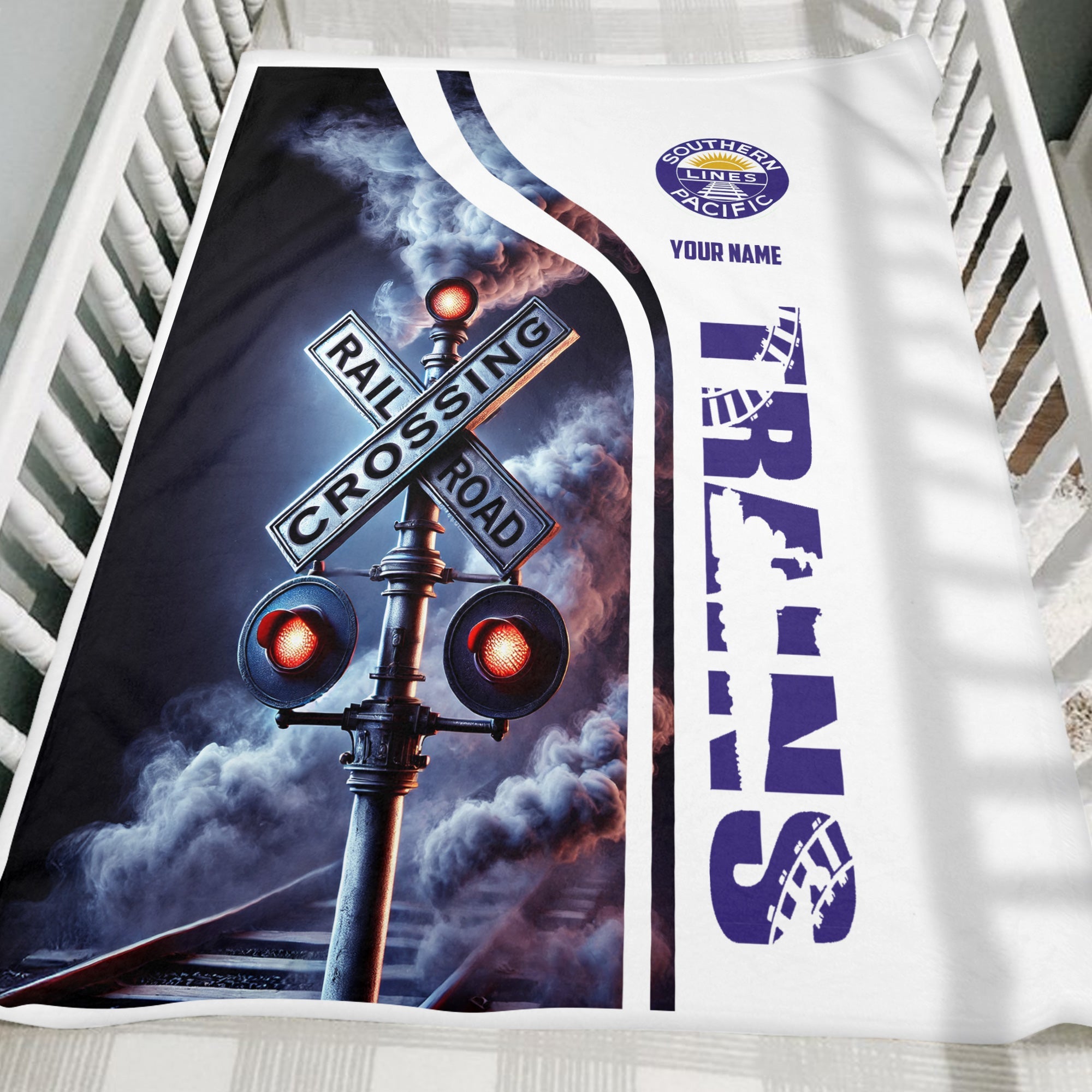 Railspirit Personalized Southern Pacific Railroad Blanket Railroad Crossing Sign Blanket All Over Print