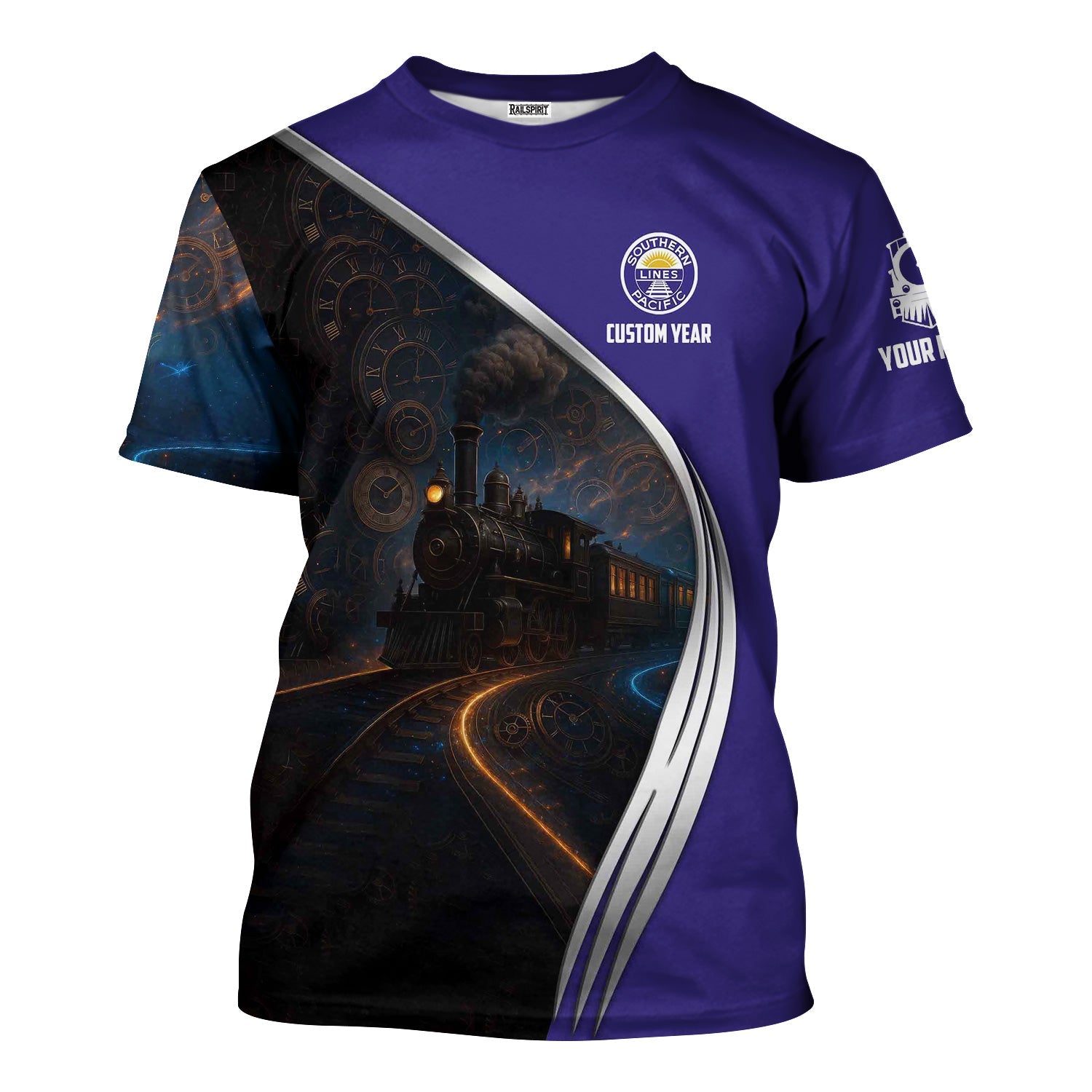 Railspirit Personalized Southern Pacific Railroad T-Shirt Steampunk Locomotive with Custom Year Train Shirt