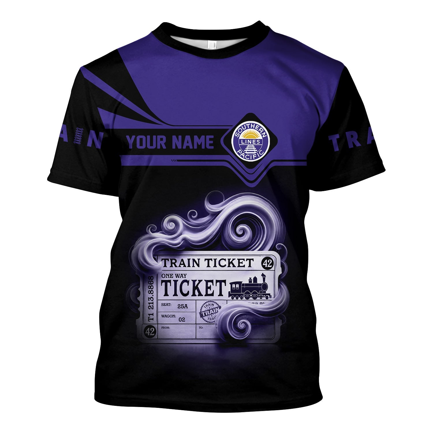 Railspirit Personalized Southern Pacific Railroad T Shirt Train Ticket American Locomotive Printed Train