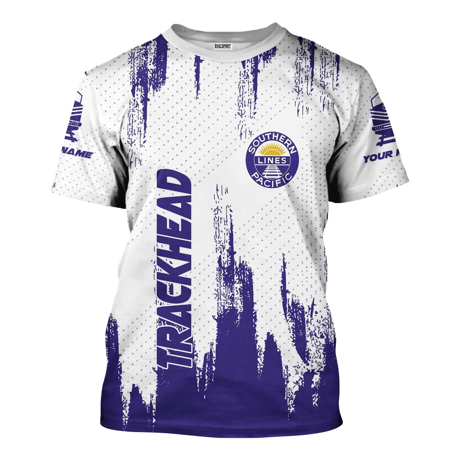 Railspirit Personalized Southern Pacific Railroad T-Shirt Paint Impact Design Train Shirt for Trackhead