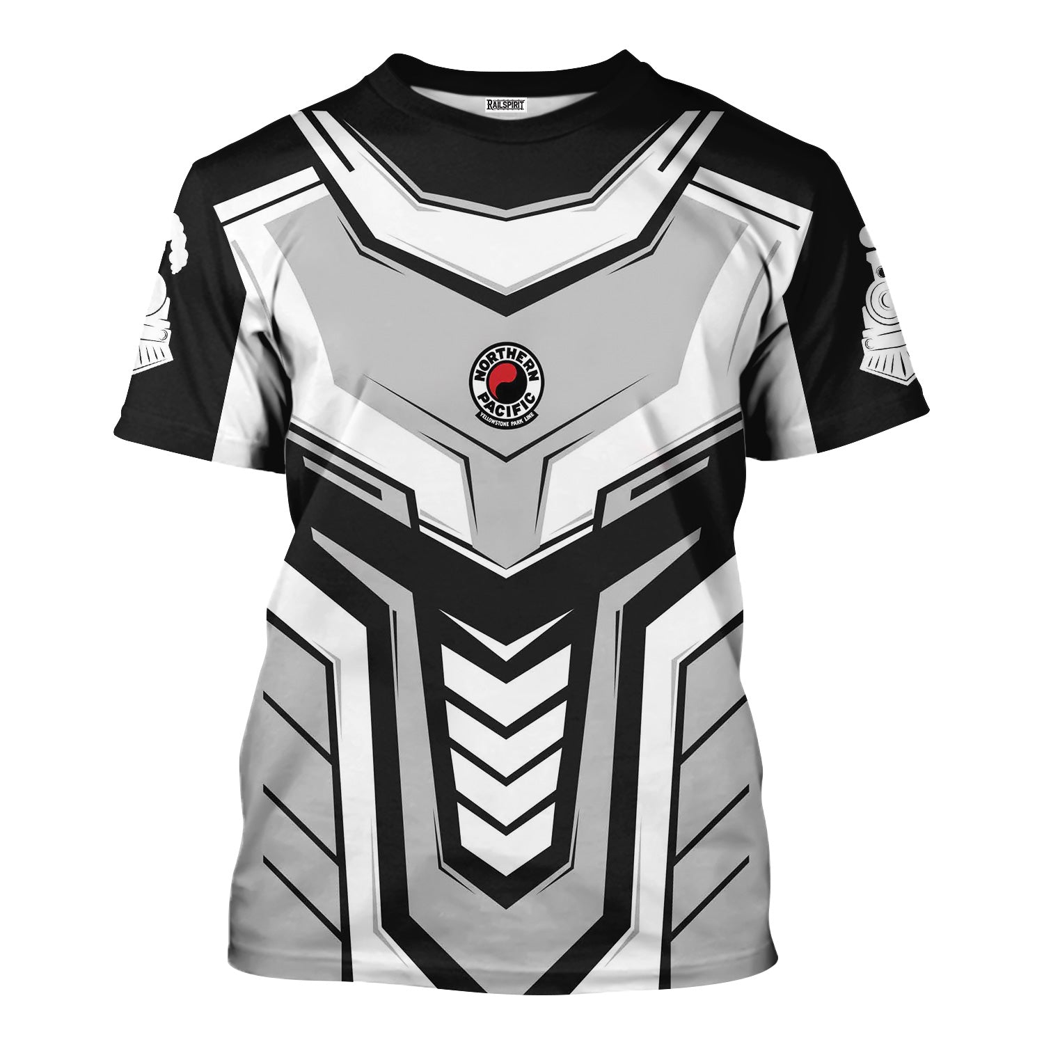 Railspirit Personalized Northern Pacific Railway T-Shirt Armor-Inspired Design Train Shirt All Over Print