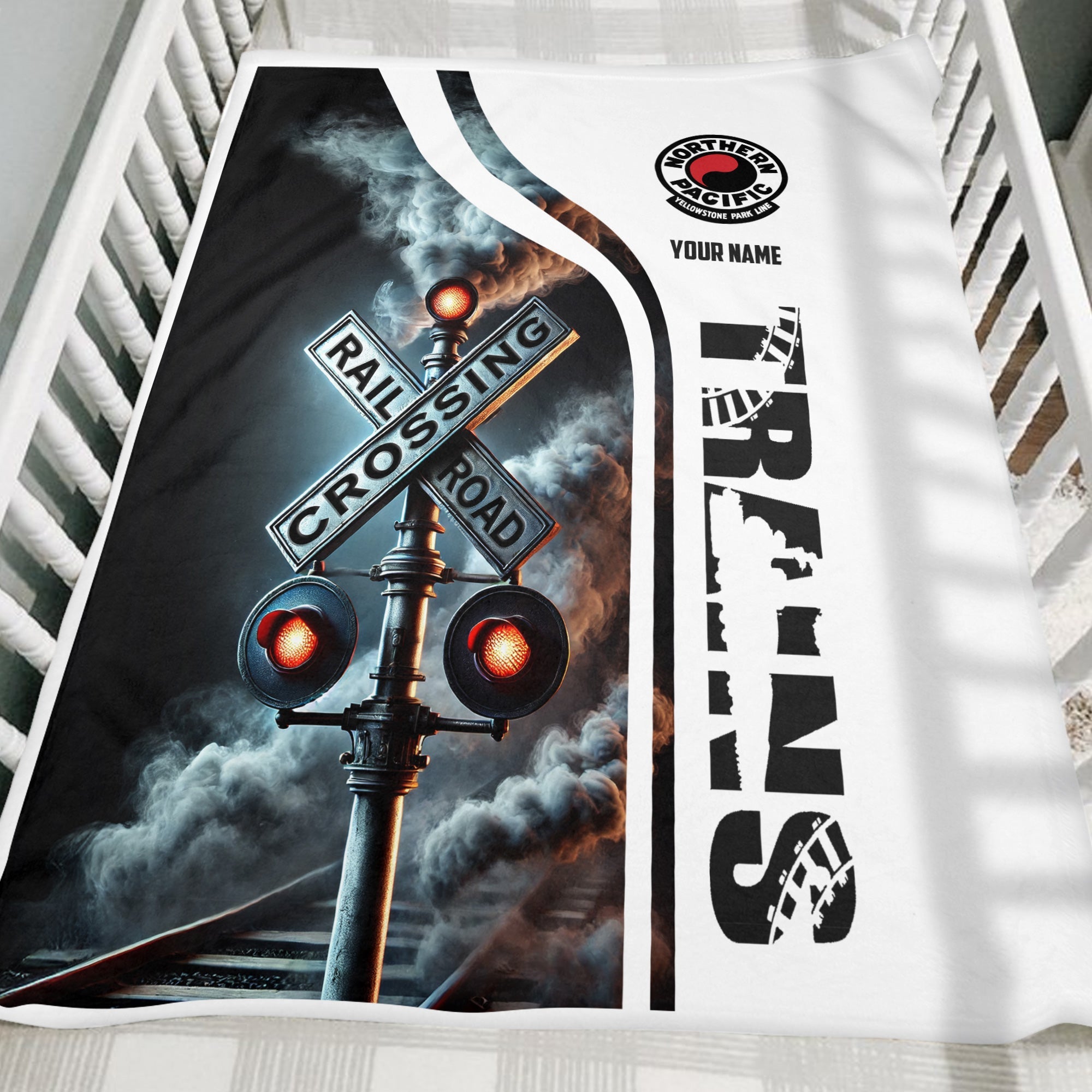 Railspirit Personalized Northern Pacific Railway Blanket Railroad Crossing Sign Blanket All Over Print