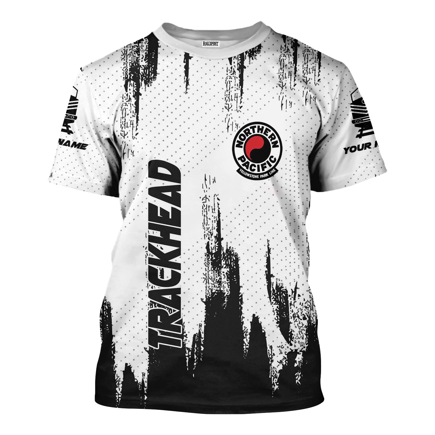 Railspirit Personalized Northern Pacific Railway T-Shirt Paint Impact Design Train Shirt for Trackhead