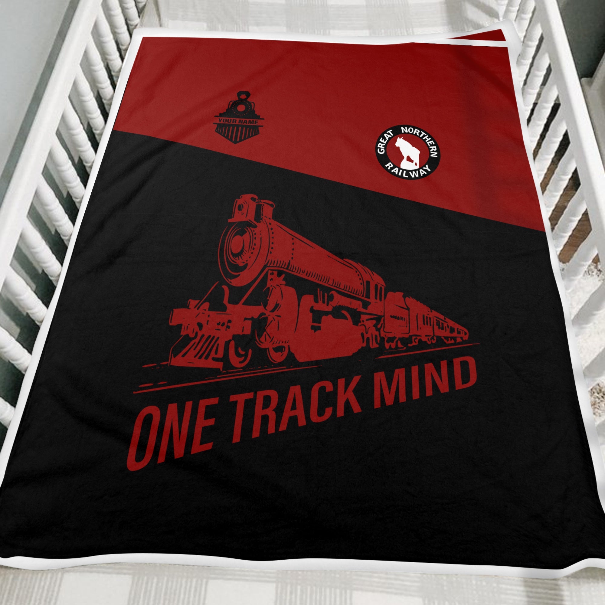 Railspirit Personalized Great Northern Railway Blanket One Track Mind GNR Train Blanket Gift Idea For Train Lover