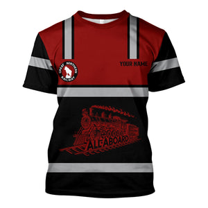 Railspirit Custom Name Great Northern Railway T Shirt Eat Train Sleep Repeat GNR Printed Train Shirt