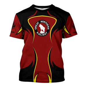 Railspirit Personalized Great Northern Railway T-Shirt Distinctive Flame Style GNR Shirt For Steam Engine Addict