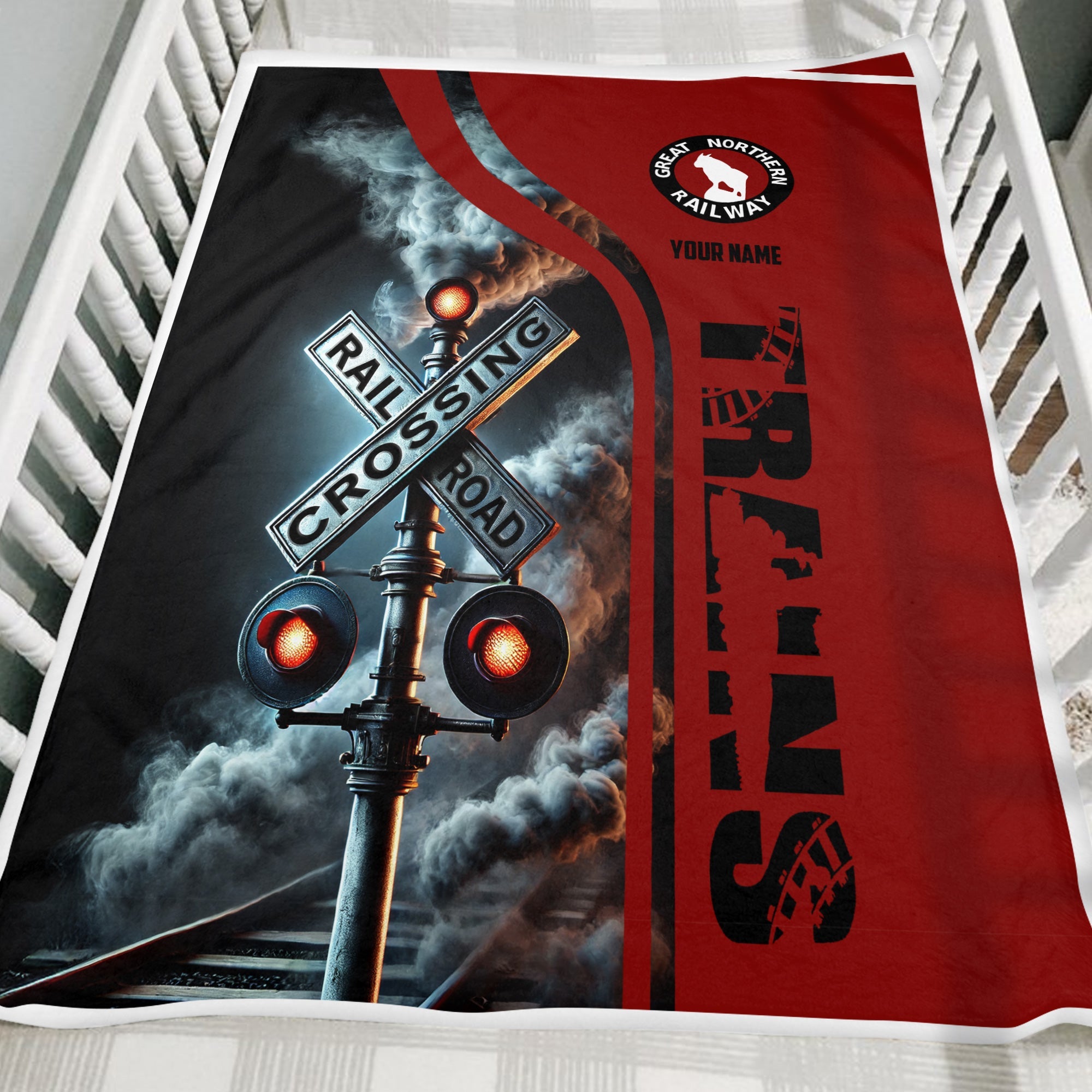 Railspirit Personalized Great Northern Railway Blanket Railroad Crossing Sign GNR Blanket All Over Print