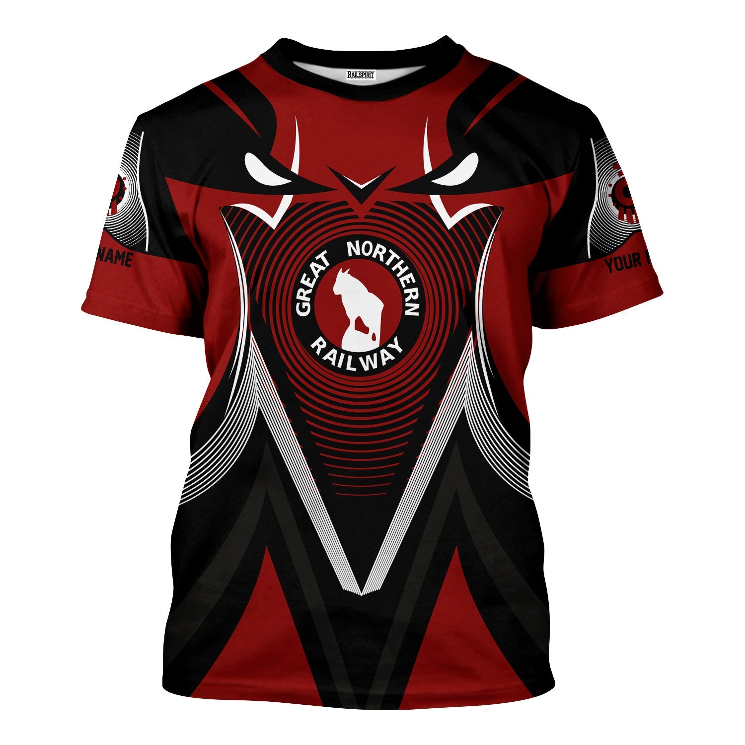 Railspirit Personalized Great Northern Railway T-Shirt Vibrant Graphic Pattern GNR Shirt For Train Enthusiasts