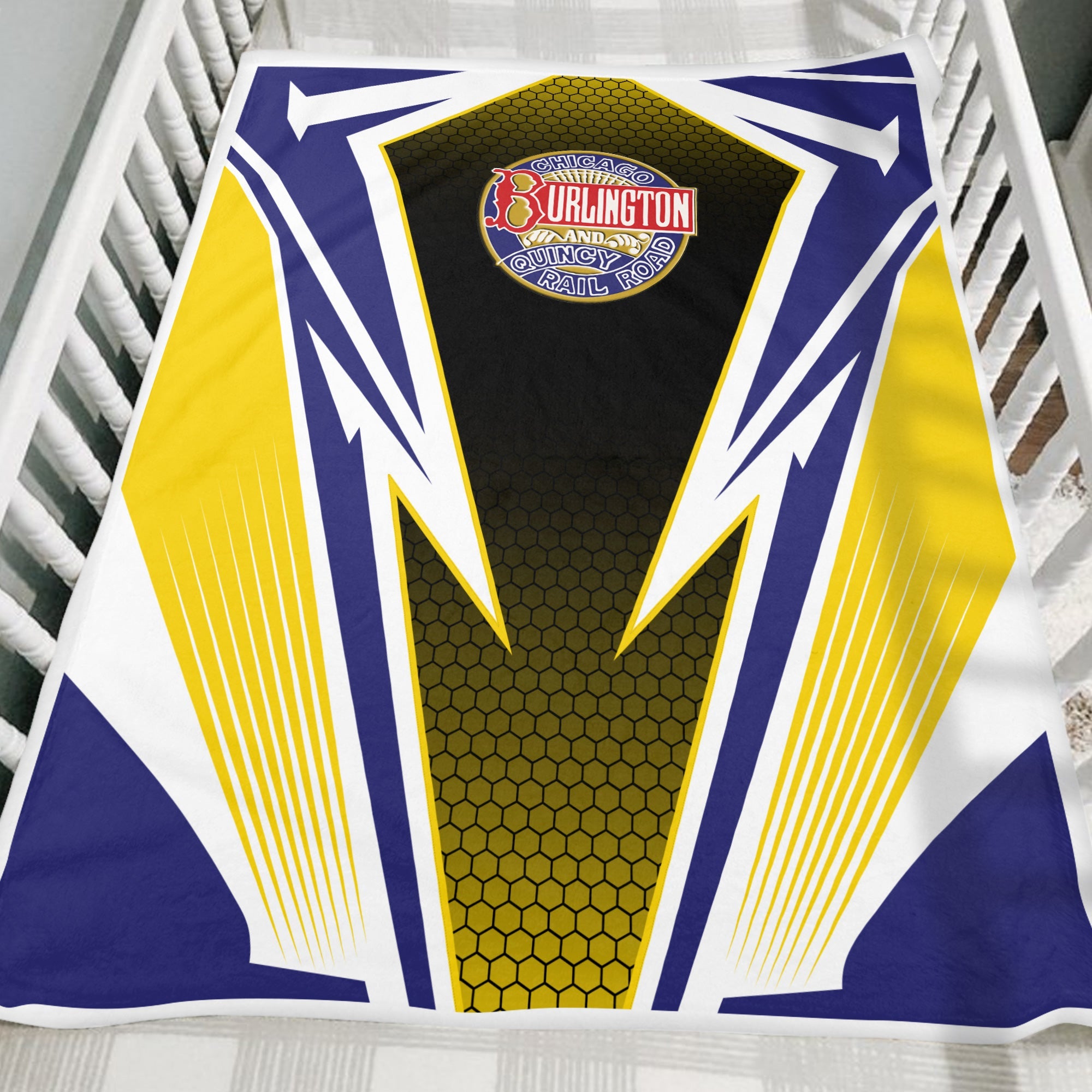 Railspirit Chicago, Burlington and Quincy Railroad Blanket Lightning Graphic Style Blanket Gift Idea For Train Lover