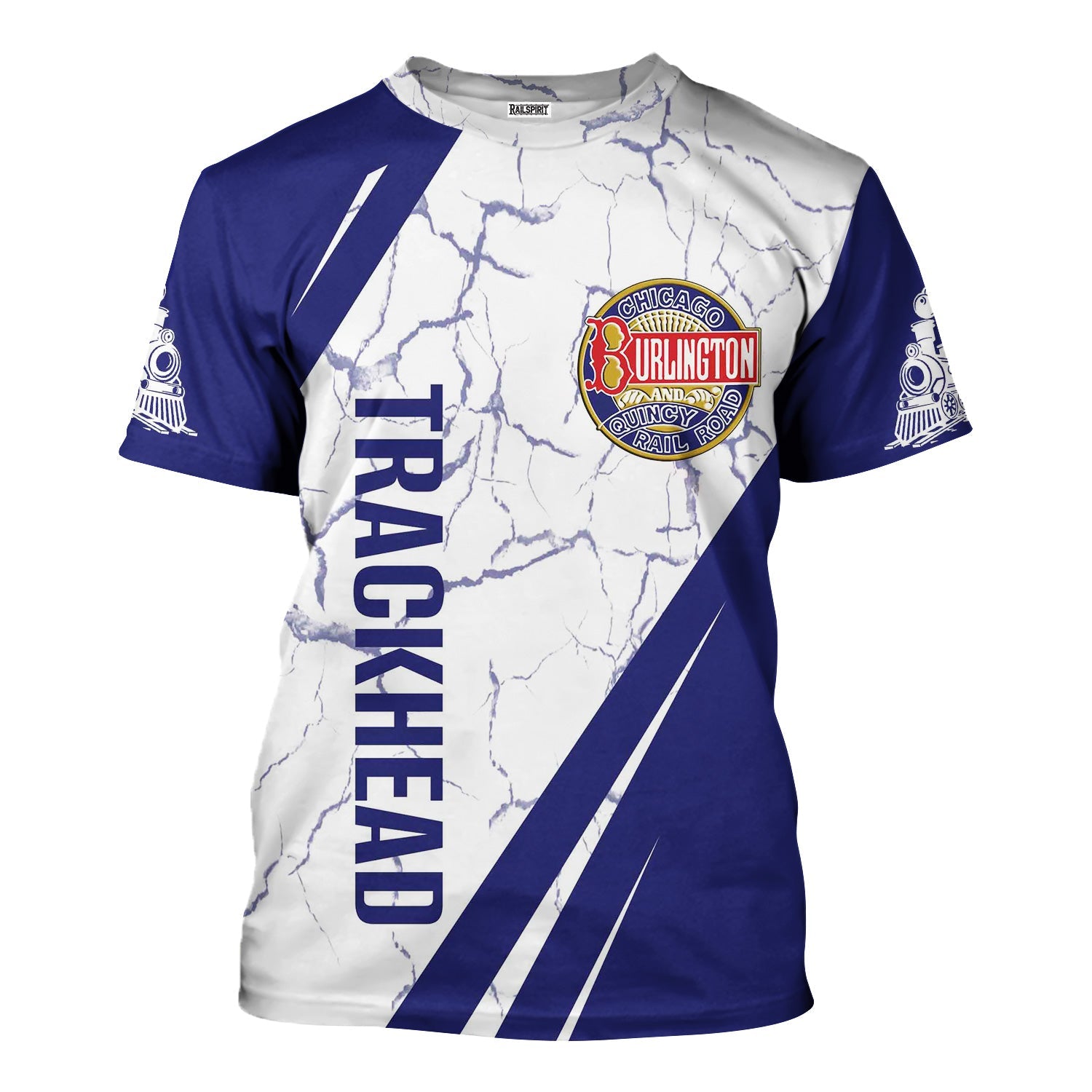 Railspirit Personalized Chicago, Burlington and Quincy Railroad T-Shirt Crackle Texture Style Shirt For Trackhead